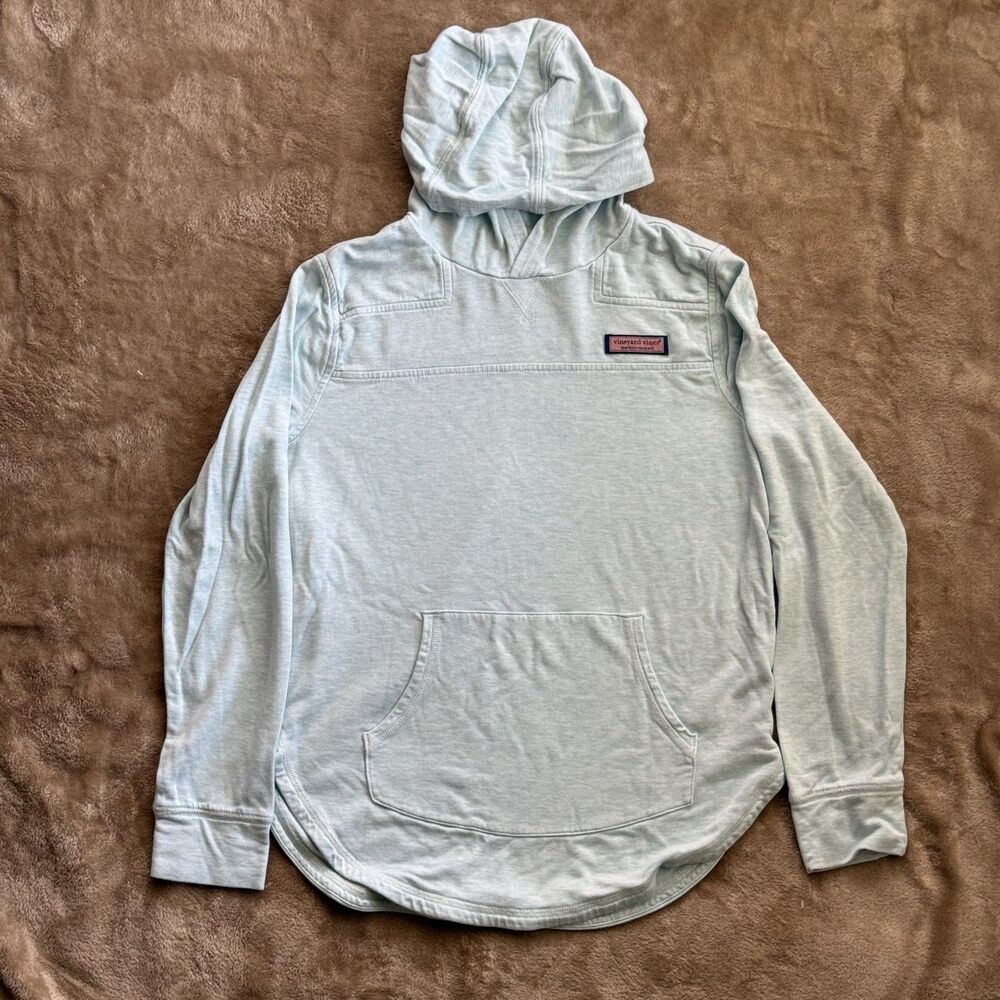 Vineyard Vines Boys Lightweight Long Sleeve Hoodie Size 14 Blue Gently Used